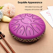 Steel Tongue Drum 6 Inch 11 Tone Hand Pan Percussion Musical Instrument Steel Drum Set With Drumsticks - Purple - View 5