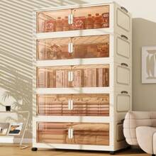 5/3/1-Layer Multifunctional Folding Storage Cabinet With Large Storage Capacity - Bottom Movable Pulley - Thickened Material Saves Storage Space - Easy And Worry Free Installation, Suitable For Clothes, Bedding, Kitchen Utensils, Shoes, Bags, Books