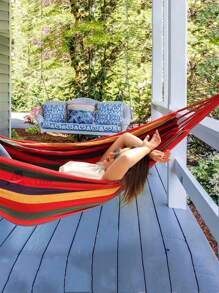 1pc Outdoor Canvas Hammock, Widened For Single/Double Use, Leisure Camping Equipment