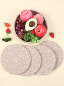 Soporte de rejilla de aproximadamente 20,3 cm (8 pulgadas) apto para platos, ollas y sartenes calientes, posavasos resistente al calor grueso para la cocina, alfombrilla, artículos de cocina esenciales, decoración de mesa y encimera, con cesta de almacenamiento, set de 5 piezas (4 posavasos + 1 cesta de almacenamiento)