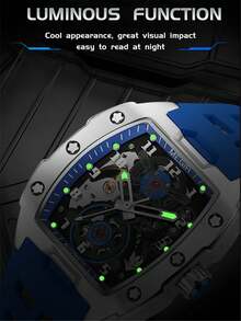 MEGIR Modny Mechaniczny Zegarek Dla Mężczyzn Wydrążony Automatyczny Sportowy Zegarek Na Rękę Świecący Wodoodporny Silikonowy Pasek Zegara Prezenty Męskie