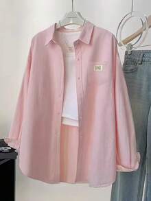 Women's Front Button Pocket Blouse, Minimalist Fashion Design Suitable For Summer