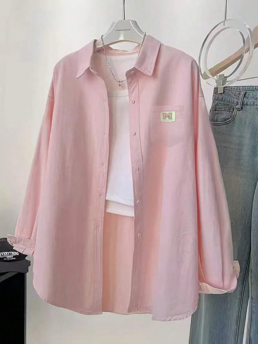 Women's Front Button Pocket Blouse, Minimalist Fashion Design Suitable For Summer