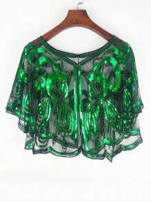 New Sequin Shawl, Vintage Style Elegant Short Cape For Women's Parties With Breathable & Shiny Lightweight Fabric Accessories Women Valentine's Day Valentines