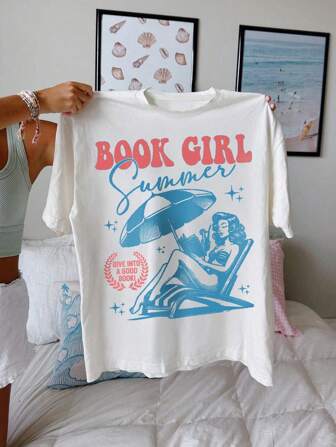 Summer Loose Comfortable Casual Daily Ladies Short Sleeve, Bookish Girl Summer Shirt, Bookish Summer Shirt, Bookish Shirt, Bookish Shirt, Book Lover Gift, Bookish Girl Shirt, Bookish Gift, Reading Shirt, Bookish Gift, Comfortable Color Funny Pattern, Suitable For Daily Casual, Party Play, Travel, School Season Wearing