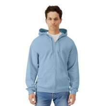 Gildan Mens Softstyle Midweight Full Zip Hoodie (Stone Blue) - Dusty Blue - View 2