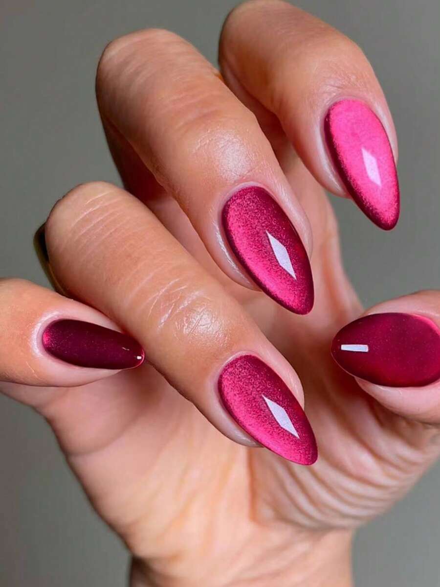 Bộ 24 miếng dán móng tay hình hạnh nhân dài phong cách Y2K, móng giả acrylic mắt mèo pha lê tím, thiết kế móng hạnh nhân ngắn, bộ dán móng vừa vặn hoàn hảo, bao gồm: 1 miếng gel dẻo và 1 dũa móng, miếng dán móng mắt mèo tím, phù hợp cho phụ nữ và bé gái sử dụng hàng ngày hoặc dự tiệc. - Màu tím - Xem 1