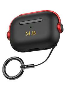 [Customized]Personalized Custom Gold Name Letters TPU Earphone Case Compatible With Airpods 1 2 3 4 Pro 2 Cover With Lock Headphone Cover