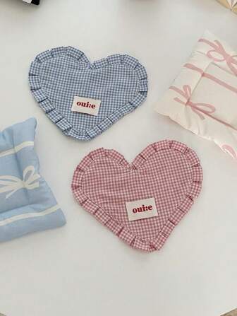 1PC Heart Design Cup Mat Grating Coaster Girl Heart Printed Cotton Placemat Double Sided Thickened Fabric Insulation Mat For Living Room ,Kitchen, Dining Room, Bedroom, City Best Gifts Birthday Graduation, Gift For New Home