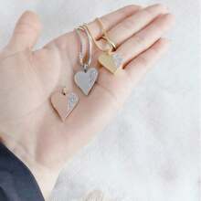 Rhinestone Heart Pendant Necklace - Luxury Customized Stainless Steel Pendant Necklace With Carved Name, High-End Personalized Jewelry Necklace - Multicolor - View 4