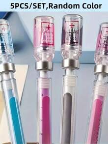 2PCS/5PCS/10PCS Random Color Syringe-Shaped Gel Pens, Novel Stress Relief Fun Signature Ballpoint Pens, Writing Tool Suitable For Nurses, Doctors, Students Back To School - Multicolor - View 10