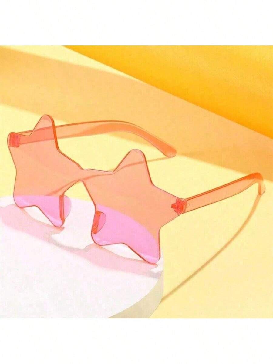 3 Pcs/Set Fashionable And Personalized Five-Pointed Star Glasses,Blue Unisex Star-Shaped Rimless , Rimless , Transparent Candy Color Eyewear For Party Favor, Perfect For Pool And Beach Parties Summer Parties, Birthday Parties,Carnival, Fun Events Or Party Favors - Multicolor - View 1