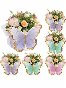 12pcs/Set Butterfly Gift Boxes, Wedding Table Decoration, Party Centerpiece, Butterfly Theme Party Birthday Tea Gift Boxes, Valentine's Day/Mother's Day Decor Boxes (Random Color) - Multicolor - View 3