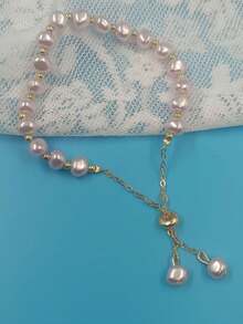 1pc Asymmetrical Faux Pearl Plastic Bracelet, Unique Design, High-End, Versatile, Suitable For Friends, (CCB Lightweight Plastic Material)