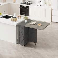 Cocosity Movable Kitchen Table Extendable Versatile Table, Dark Walnut - Light Grey - View 11