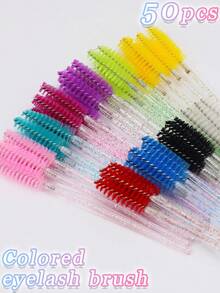 50支睫毛膏刷、10色眼影刷、一次性迷你眼影棒、唇部化妆刷套装、纤长眼影刷、黑色和多色精准眼影化妆工具、卷翘眼影刷、舒适耐用睫毛膏刷 - 彩色 - 查看 5