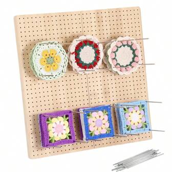 1pc Handmade Crochet Blocking Board, Bamboo Crochet Blocking Mats With 10 Pins, Complete Set For Crochet Knitting, Perfect Gift For Knitting Lovers