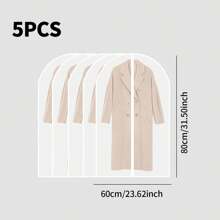 1/5 piezas Funda protectora transparente para prendas, Bolsa con cremallera reforzada para traje, Protector transparente e impermeable para ropa