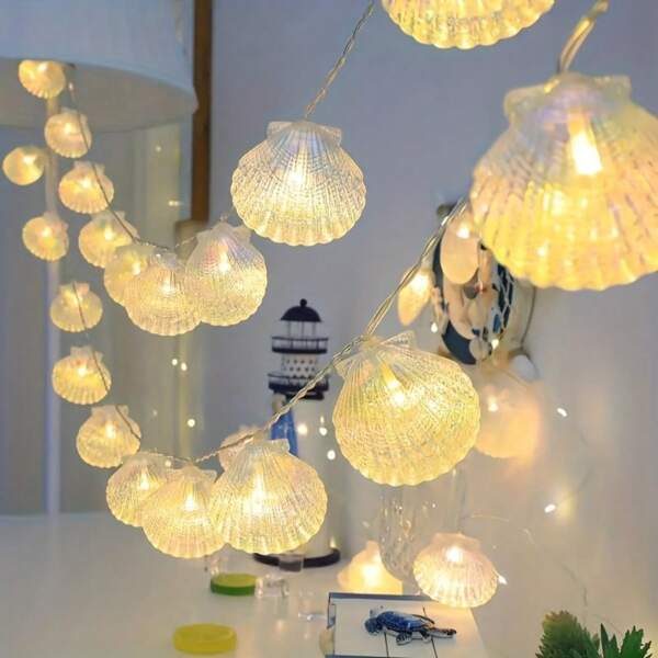 1 Set Of Shell Light String, Battery Box Style, Suitable For Rooms, Baby Room Decoration,Bedrooms, Living Rooms, Live Broadcasts, Storefronts, Holiday Decorations, New Year Decorations, Etc (Battery Not Included)