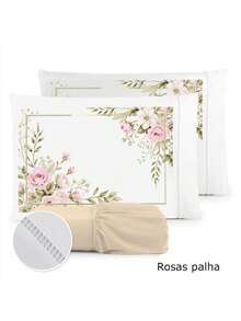 3-Piece Sheet Set 400 Thread Count For Queen King Single Bed Micropercal - 稻草玫瑰 - 查看 1
