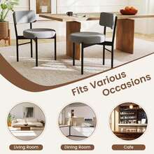 Lifezeal Dining Chair Set Of 2/4 With Curved Backrest Padded Seat & Metal Legs For Dining Room Gray/White - 灰色-4pcs - 查看 7
