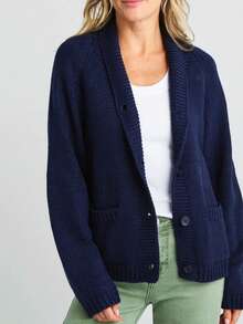 Women 4th Of July Open Front Cardigan Sweater Vinatge American Flag Button Down Long Sleeve V Neck Knit Top Shawl Collar Varsity Coat Jacket Y2K Oversized Chunky Cardigans Patriotic Graphic Jumper Tops Fall Winter Knitwear Outerwear Streetwear Independenc - 藏蓝色 - 查看 2