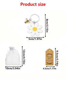 12pcs/3pcs Bee And Sunflower Keychain Gift Set - Cute Party Gift Return Sets Include, Stainless Steel Keychain, Organza Bag , Thank You Tags ,Suitable For Wedding, Bridal, Bachelorette Celebrations,Mother's Day Gifts,