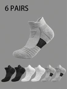 1/3/6 Pairs Thick Sports Short Socks For Men, Moisture-Wicking Tennis, Badminton, Running, Basketball Socks, Fall