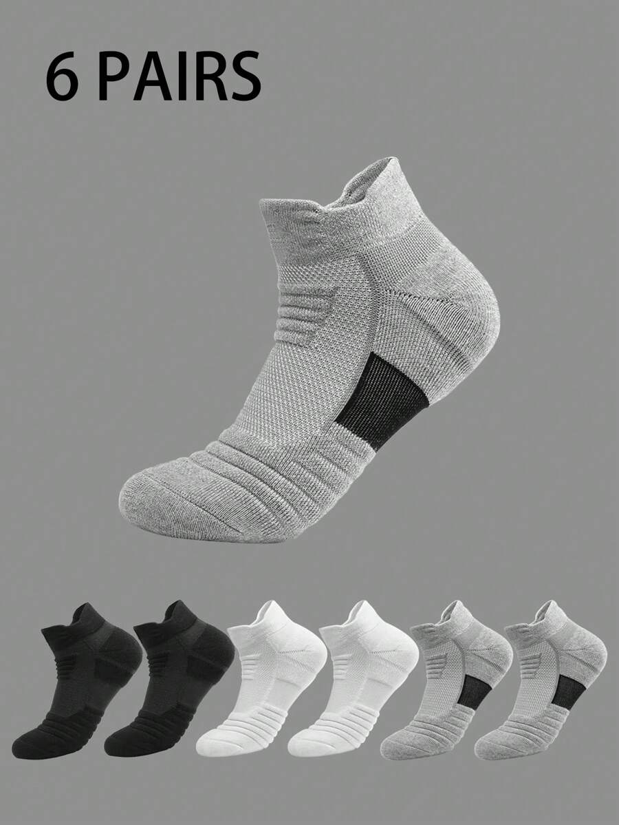 1/3/6 Pairs Thick Sports Short Socks For Men, Moisture-Wicking Tennis, Badminton, Running, Basketball Socks, Fall