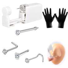 5Pcs Nose Piercing Kit, Piercing Gun Built-In Nose Studs,Self Piercing Kit With 20G Nose Rings Studs, Disposable Piercing Gun For At Home Nose Piercing - White - View 2