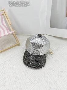 1pc Fresh And Simple Rhinestone Decor Duck Bill Mini Cap Coin Purse Bluetooth Headphone Case Portable Cute Accessory Multi-Colors Available For Women Coin Wallet Wallet Mini Wallet Purse Wallet - Silver - View 3