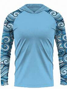 Spring/Summer Fishing Shirts Men Long Sleeve Mask Hooded Quick-Dry Fishing Clothes - Royal Blue - View 1