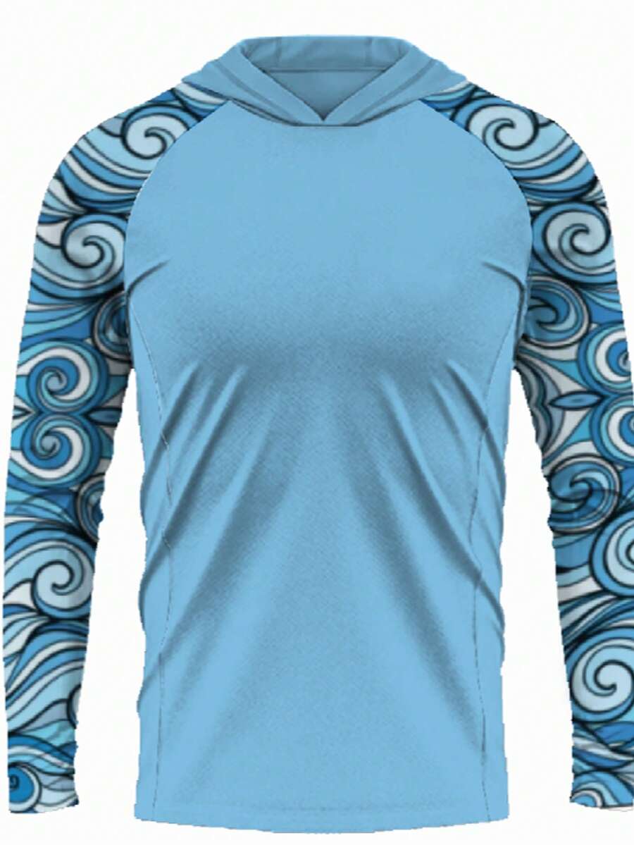 Spring/Summer Fishing Shirts Men Long Sleeve Mask Hooded Quick-Dry Fishing Clothes - Royal Blue - View 1