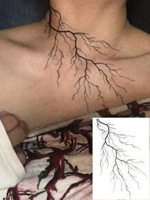 1 Pc Black Vein Lightning Temporary Tattoo, Realistic Looks Like Real Tattoo, Waterproof, Lasts 3-5 Days, Suitable For Men And Women, Goth/Dark Style For Neck, Collarbone, Chest, Waist, Arms, Thighs Or Back, Great For Parties, Gifts, Holidays, Easy To Apply And Remove Body Art Sticker