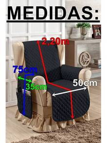 Sofa Protector Cover For 1 Seater Armchair With Storage Pocket - 黑色 - 查看 3