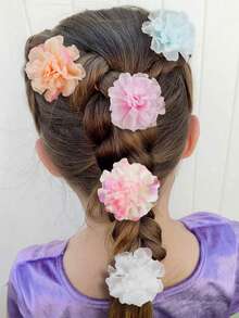 10pcs/Set Gradient Fabric Faux Flower Hair Clips For Girls, Beach Travel Holiday Photo Shoot Flower Decor DIY Hair Accessories Bangs Clips - Multicolor - View 5