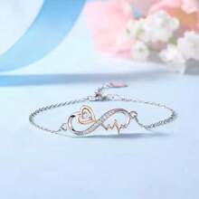 1pc Aunt & Niece Infinity Heartbeat Bracelet With Card And Box Gift, Birthday Gift, Christmas Gift