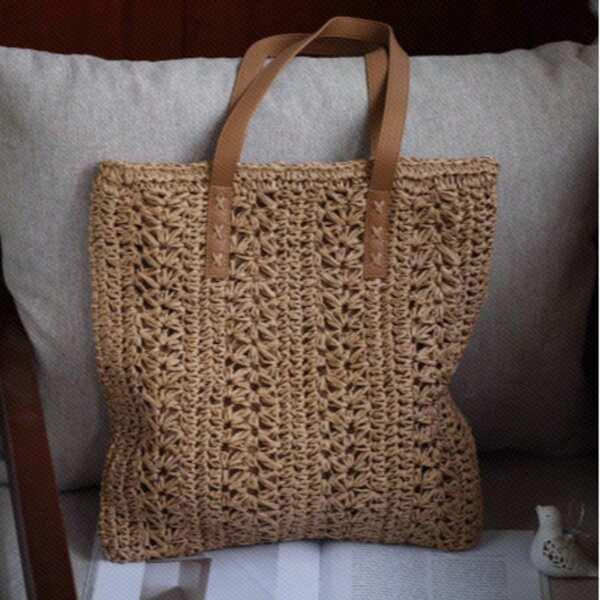 1 bolsa feminina feita à mão, grande capacidade, nova bolsa de ombro moderna com cores contrastantes, bolsa tote de palha versátil para deslocamento diário. Adequado para festas, reuniões, presentes, presentes de aniversário e deslocamentos diários