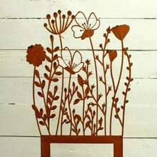 1PC Rusty Metal Wildflowers Stake, Metal Flower Yard Decor, Rusted Decoration Art Outdoor Metal Sculpture, Rustic Wildflowers Decoration, Fence Topper Decor - Rust - View 8