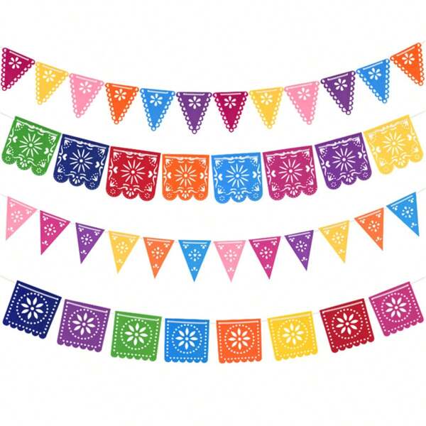 Multicolour Mexican Party Banner Non-Woven Fabric Flower Party Supplies Mexican Flag Banner Party Decorations Themed Event Daily Decoration