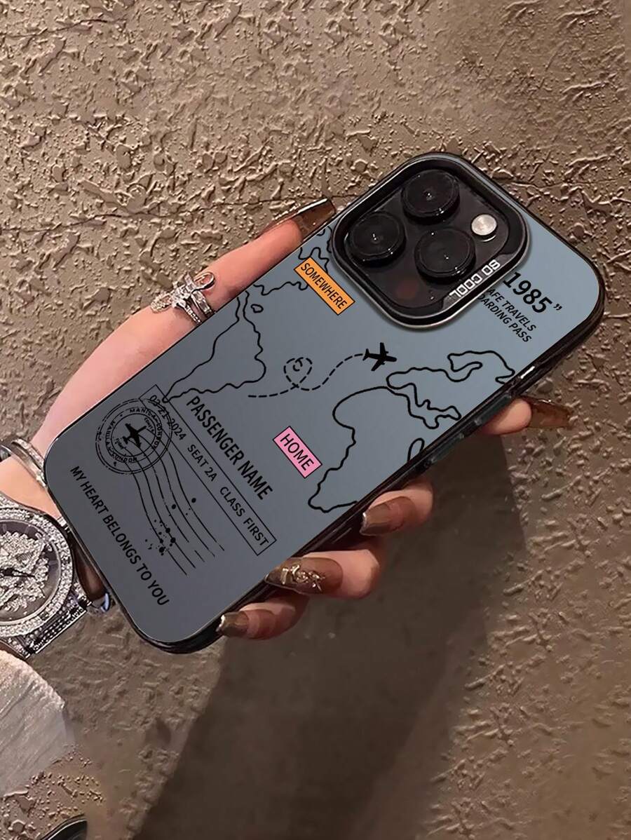 1 pieza Funda de teléfono dura de PC con borde suave y diseño colorido de patrón de ruta de avión, compatible con Apple iPhone 16 Pro Max/16 Pro/16 Plus/16/11/11 Pro/11 Pro Max/12/12 Pro/12 Pro Max/13/13 Pro/13 Pro Max/14/14 Plus/14 Pro/14 Pro Max/15/15 Plus/15 Pro/15 Pro Max y series S25