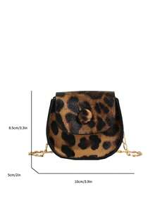 1 Pc Mini Vintage Leopard Print Maiden Chain Crossbody Bag Children Saddle Bag Flip Bag Shoulder Bag Versatile Portable Lightweight Flip Closure Coin Purse For Travelfor Vacation Outdoor Supermarket Festival Shopping Children's Gifts Birthday Gifts Give A Gift To Your Daughter Pu Leather Leopard Print Pattern Casual Bag Girls Children Bestfriend Teen Use Perfect Key Storage Bag Travel Accessories - Multicolor - View 2