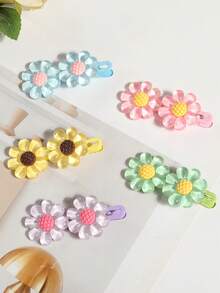 1pc New Flower Design Children Hair Clip, Transparent Macaron 8-Petal Flower Hair Pin, Decorative Headwear For Girls