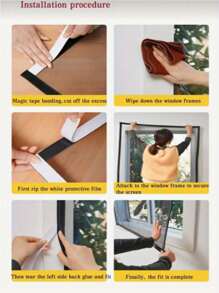 1 pieza de mosquitera autoadhesiva y reutilizable para ventanas, pantalla anti-mosquitos para ventanas, blanca, de tul, fácil de instalar, malla lavable de verano