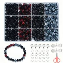 180pcs 8mm Black Crystal Glass Beads Jewelry Making Kit, Suitable For DIY Friendship Bracelets, Necklaces, Earrings, Crafts, Beading Starter Set (Random Color) - Multicolor - View 2