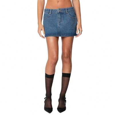 Denim Skort Skirts Women Casual Mini Jean Skirt Stretch Low Waisted Jean Skirt For Women Zip Denim Skirt