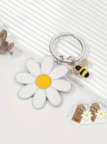12pcs/3pcs Bee And Sunflower Keychain Gift Set - Cute Party Gift Return Sets Include, Stainless Steel Keychain, Organza Bag , Thank You Tags ,Suitable For Wedding, Bridal, Bachelorette Celebrations,Mother's Day Gifts,