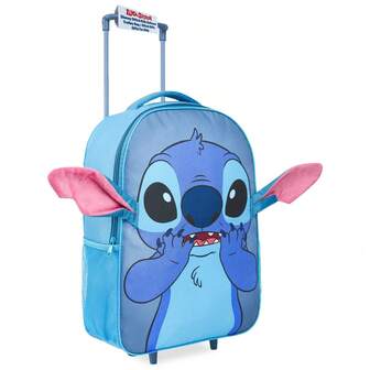 Disney Stitch Suitcases On Wheels Foldable Trolley Bag Carry On Cabin Hand Luggage Holiday Sleepover Trips Travel Essentials 43x30x14cm