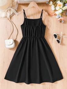 Summer Fashion Simple Versatile Spaghetti Strap Dress, Suitable For Vacation Style - Black - View 2