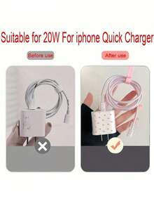 5pcs Cute Love Pattern Design Charger Case, Compatible With IPhone 18W/20W, Charging Cable Protective Cord, Charging Head Protective Case, TPU Material Anti Dirt, Japanese And Korean Style - Pink - View 4